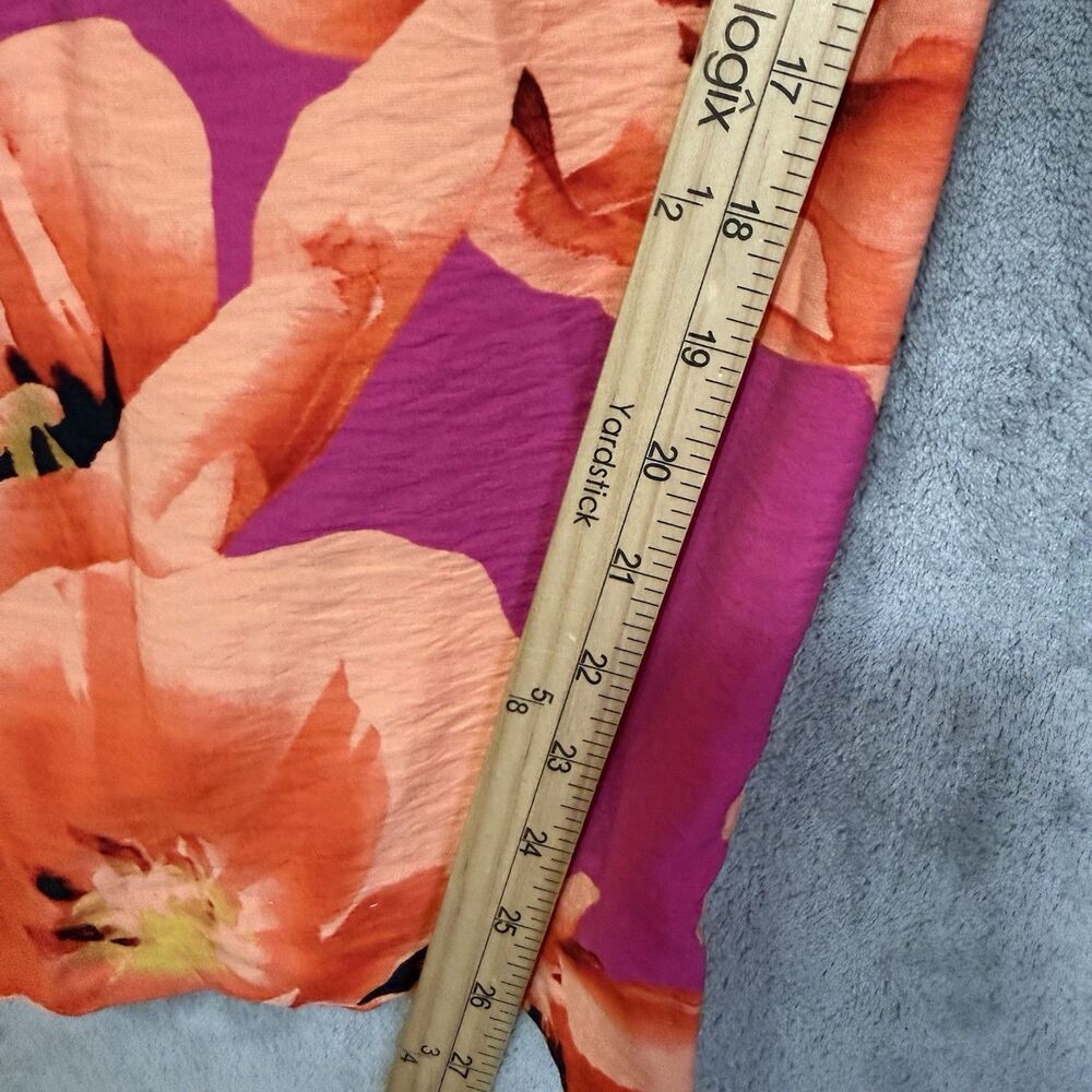 Chico's Floral Pants 4T Tall Wide Leg Pockets Beachy Pink Orange Flowy Resort - Picture 7 of 10
